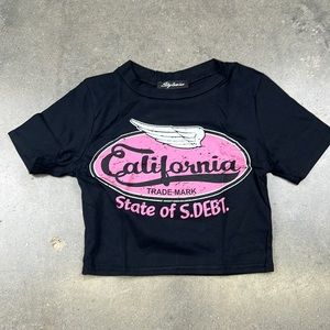 Black Graphic Crop Top